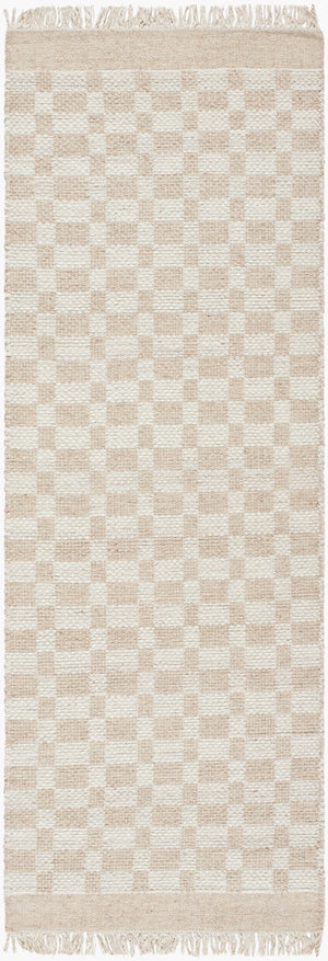 Livabliss Mardin Handmade Wool Flatweave Rug Artisan Geometric Accent for Entryways and Bohemian Rooms Tan, Ivory 2'6" x 8' MDI2340-268