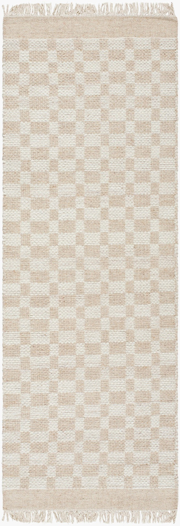 Livabliss Mardin Handmade Wool Flatweave Rug Artisan Geometric Accent for Entryways and Bohemian Rooms Tan, Ivory 2'6" x 8' MDI2340-268