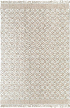 Livabliss Mardin Handmade Wool Flatweave Rug Artisan Geometric Accent for Entryways and Bohemian Rooms Tan, Ivory 5' x 7'6" MDI2340-576