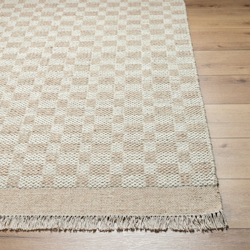 Livabliss Mardin Handmade Wool Flatweave Rug Artisan Geometric Accent for Entryways and Bohemian Rooms Tan, Ivory 5' x 7'6" MDI2340-576