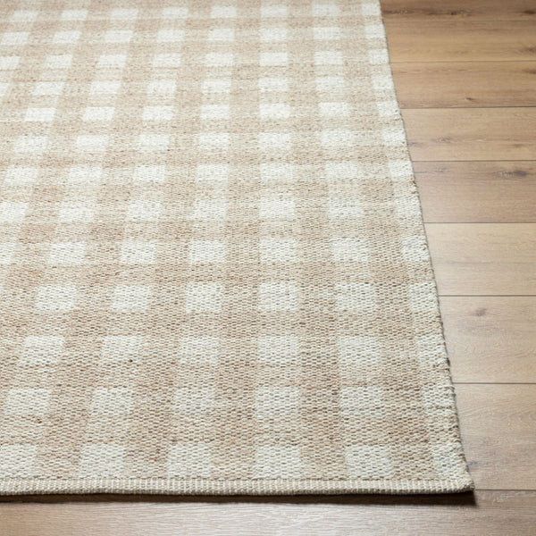 Livabliss Mardin Handwoven Wool Flatweave Accent Rug for Entryways Kitchens and Layered Spaces Tan, Ivory 6' x 9' MDI2344-69