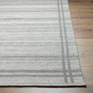 Livabliss Mardin Handwoven Wool Flatweave Rug Artisan Crafted for Entryways and High Traffic Floors Gray, Ivory 6' x 9' MDI2351-69
