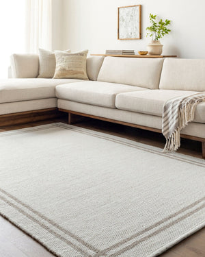 Livabliss Mardin Handwoven Wool Flatweave Rug Artisan Crafted for Entryways and High Traffic Areas Ivory, Taupe 3'6" x 5'6" MDI2352-3656