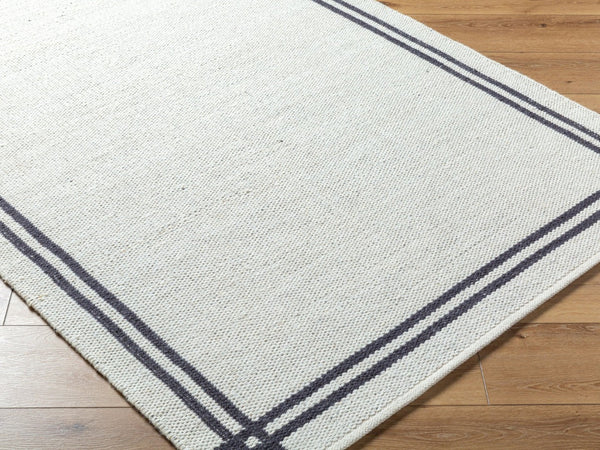 Livabliss Mardin Handwoven Wool Flatweave Rug Artisan Crafted for Entryways and High Traffic Spaces Ivory, Charcoal 2' x 3' MDI2353-23
