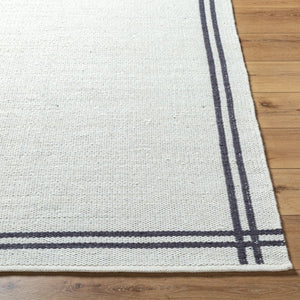 Livabliss Mardin Handwoven Wool Flatweave Rug Artisan Crafted for Entryways and High Traffic Spaces Ivory, Charcoal 2' x 3' MDI2353-23