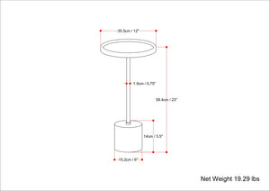 English Elm Turner Modern 12" Round End Table — Solid Mango Wood Top, White Marble Base, Gold Iron Frame B136P159965