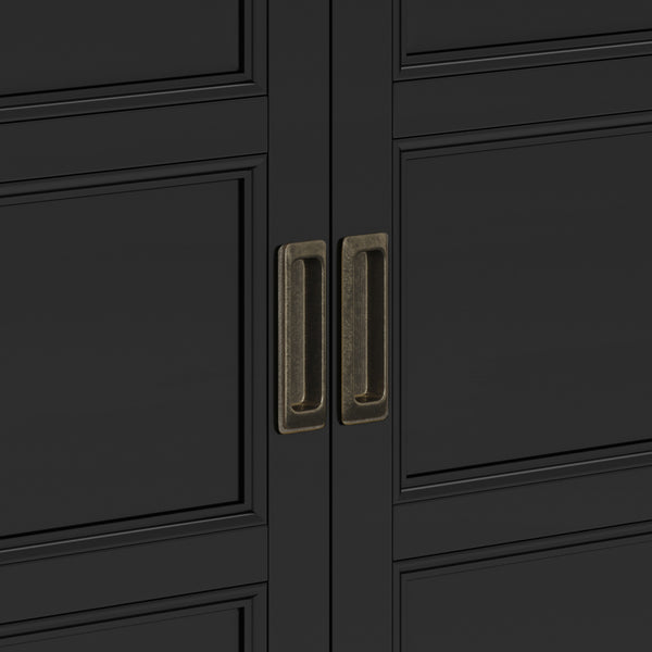 English Elm Burlington Low Storage Cabinet with Handcrafted Solid Wood, Transitional Design, Adjustable Shelves and Anti-Tip Safety Black B136P158508