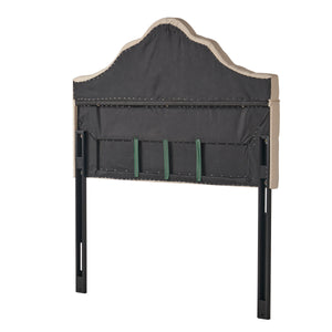 English Elm Christopher Knight Home® - Tufted Cloud-Shaped Upholstered Headboard Queen with Button Detail, Tall Solid Wood Frame & Metal Legs Beige 59024.00BEI