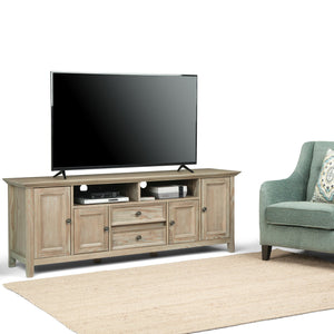 English Elm Amherst 72" Solid Wood Tv Media Stand In Distressed Grey - Stylish Storage For Tvs Up To 80" B136P158360