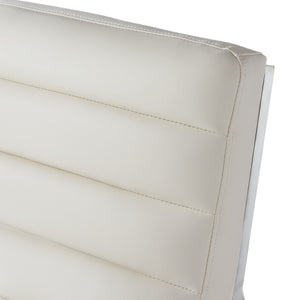 English Elm Christopher Knight Home® - WILMOUTH Parisian White Leather Sofa Chair with Chrome Steel Legs, Curved Back Accent Seating Elegance 53275.00