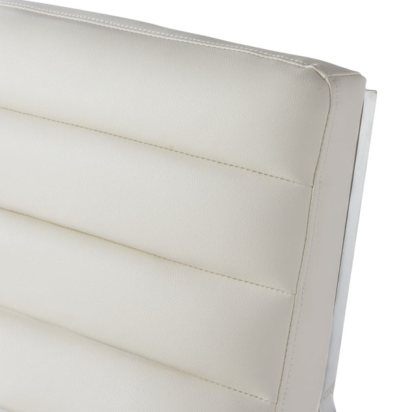 English Elm Christopher Knight Home® - WILMOUTH Parisian White Leather Sofa Chair with Chrome Steel Legs, Curved Back Accent Seating Elegance 53275.00