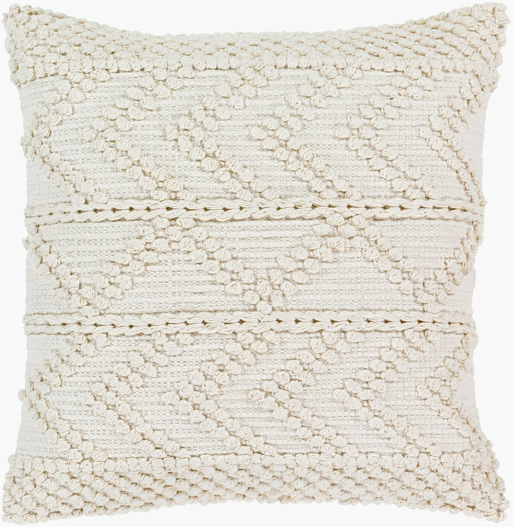 Livabliss Merdo Hand-woven Cotton Accent Pillow Cover Cottage Texture for Sofa or Bed MDO001-2222