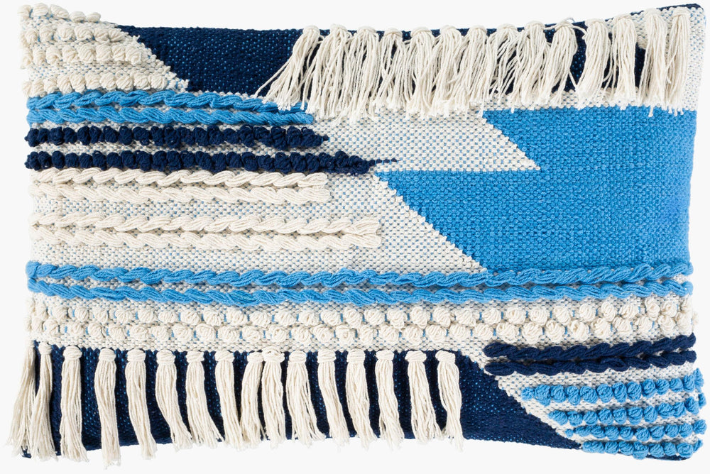 Surya Merdo Rustic 14"L X 22"W Lumbar Pillow - Cozy Cotton Design For Warm, Charming Home Decor Blue Cotton,Cotton Mdo010-2214d