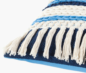 Surya Merdo Rustic 14"L X 22"W Lumbar Pillow - Cozy Cotton Design For Warm, Charming Home Decor Blue Cotton,Cotton Mdo010-2214d