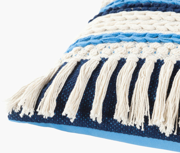 Surya Merdo Rustic 14"L X 22"W Lumbar Pillow - Cozy Cotton Design For Warm, Charming Home Decor Blue Cotton,Cotton Mdo010-2214d