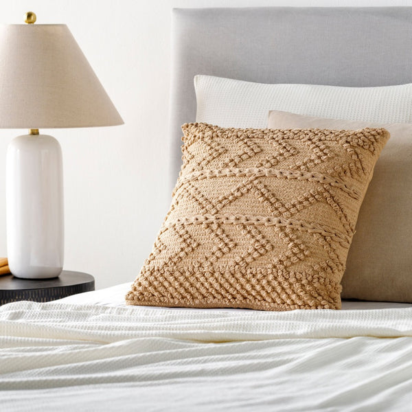 Surya Merdo Cotton Square Accent Pillow Cottage Patterned Throw for Sofa Chair or Bed MDO011-2020P