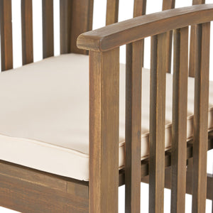 English Elm Christopher Knight Home® - CASA Acacia Dining Chair Set with Water-Resistant Cushions, Durable Solid Wood Patio Seating, Stylish Slat Design Grey+Cream 61720.00GCRM