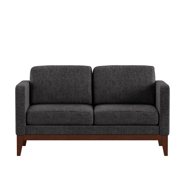 Homelegance By Top-Line Deacon Linen Upholstered Loveseat Dark Grey Linen