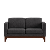 Homelegance By Top-Line Deacon Linen Upholstered Loveseat Dark Grey Linen