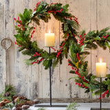 Pine and Holly Wreath on Candle Stand, Tall XPW20471 Park Hill