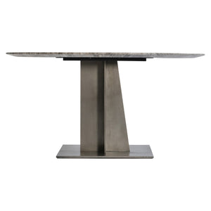 Bernhardt Bernhardt Equis Dining Table With Honed Silver Travertine Top & Graphite Steel Sculptural Base K1900