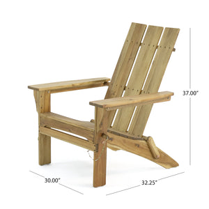 English Elm Zuma Solid Acacia Foldable Adirondack Chair Rustic Outdoor Lounger for Deck or Patio Natural 68319.00NTLS
