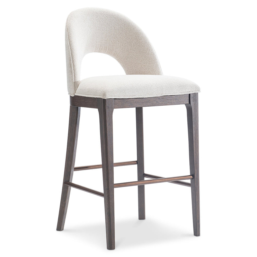 Bernhardt Bernhardt Raff Upholstered Barstool Sculpted Shelter Back Solid Wood Base Kitchen Island L25590