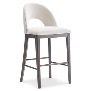 Bernhardt Bernhardt Raff Upholstered Barstool Sculpted Shelter Back Solid Wood Base Kitchen Island L25590
