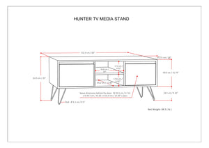 English Elm Hunter - Handcrafted Solid Mango Wood Tv Media Stand With Industrial Black Iron Legs & Storage B136P158734