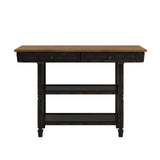 Homelegance By Top-Line Matthieu Two-Tone Antique Kitchen Island Buffet Black Rubberwood