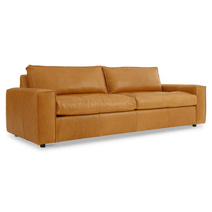 Bernhardt Bernhardt Nest Leather Sofa — Oversized Modern 97.5" Deep-Seat Sofa With Plush Box-Edge Cushions And Tailored Stitching 3327LO