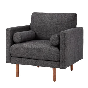 Homelegance By Top-Line Jeriah Mid-Century Tapered Leg Accent Chair with Pillows Black Linen