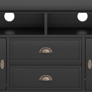 English Elm Redmond 72" Handcrafted Tv Media Stand - Elegant Black Finish With Ample Storage & Cable Management B136P159536-GIGA