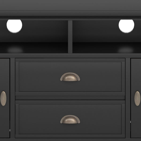 English Elm Redmond 72" Handcrafted Tv Media Stand - Elegant Black Finish With Ample Storage & Cable Management B136P159536-GIGA