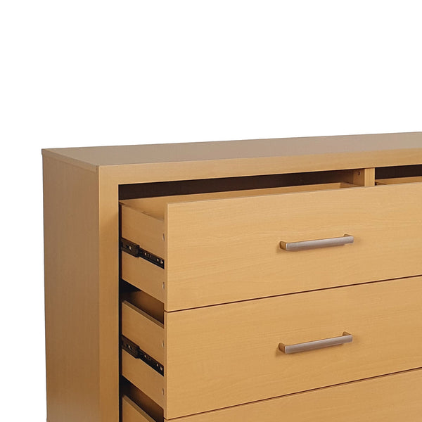 English Elm Christopher Knight Home® - 6 Drawer Chest with Iron Base and Six Spacious Drawers, Contemporary Industrial Design, Durable Construction Maple 60 L x 19.25 W x 10 H 71883.00MPL