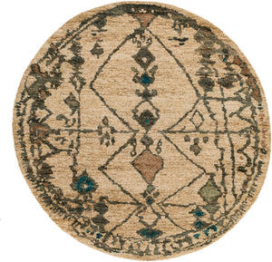 Medina MED-1112 8' x 8' Round Handmade Rug MED1112-8RD  Aqua, Beige, Tan, Taupe, Blue Surya