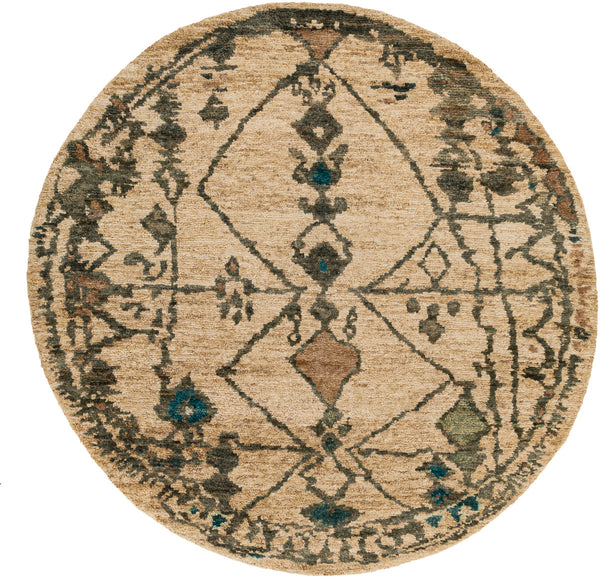 Medina MED-1112 8' x 8' Round Handmade Rug MED1112-8RD  Aqua, Beige, Tan, Taupe, Blue Surya