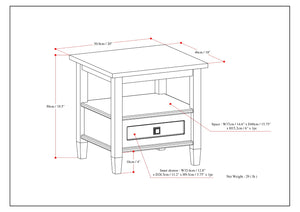 English Elm Warm Solid Wood 20-Inch Transitional End Table In Polished White With Storage Drawer & Tapered Legs B136P159708-GIGA