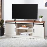 Safavieh Braelynn 2 Shelf 2 Door Media Stand White Wash/Walnut MED9605A-2BX