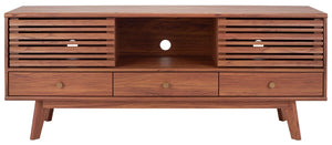 Safavieh Alatar 3 Drawer 1 Shelf Media Stand XII23 Walnut Wood MED9613A