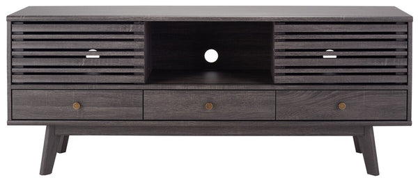 Safavieh Alatar 3 Drawer 1 Shelf Media Stand XII23 Distressed Black Wood MED9613E