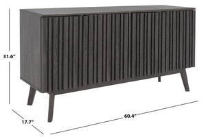 Safavieh Helena 4 Door 4 Shelf Media Stand XII23 Distressed Black Iron / Wood MED9621E-2BX