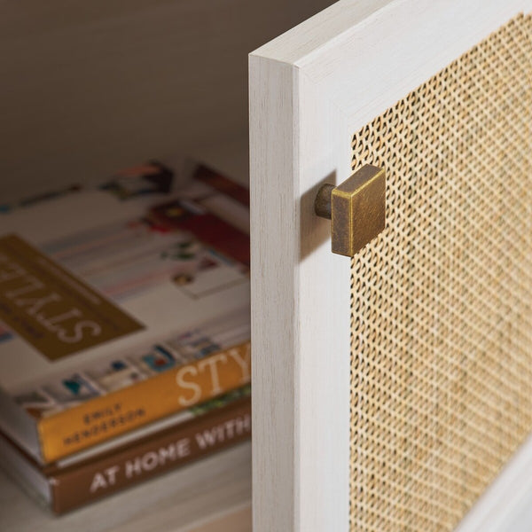 Safavieh Evane 2 Door Media Stand White / Natural 59.1" x 15.6" x 21.7"