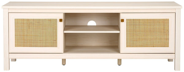 Safavieh Evane 2 Door Media Stand White / Natural 59.1" x 15.6" x 21.7"