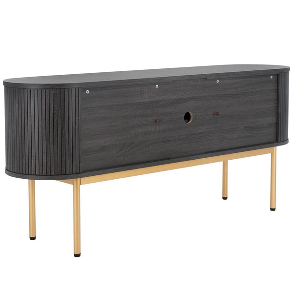 Safavieh Shaelynn 4 Door Sideboard/Media Stand Distressed Black / Gold Legs / Gold Handle MED9630E-2BX
