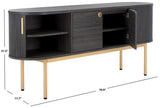 Safavieh Shaelynn 4 Door Sideboard/Media Stand Distressed Black / Gold Legs / Gold Handle MED9630E-2BX