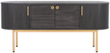 Safavieh Shaelynn 4 Door Sideboard/Media Stand Distressed Black / Gold Legs / Gold Handle MED9630E-2BX