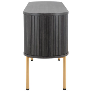 Safavieh Shaelynn 4 Door Sideboard/Media Stand Distressed Black / Gold Legs / Gold Handle MED9630E-2BX