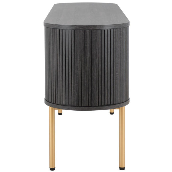 Safavieh Shaelynn 4 Door Sideboard/Media Stand Distressed Black / Gold Legs / Gold Handle MED9630E-2BX