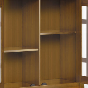 English Elm Bedford - Handcrafted Low Storage Media Cabinet In Light Golden Brown With Glass Doors & Shelves B136P158478